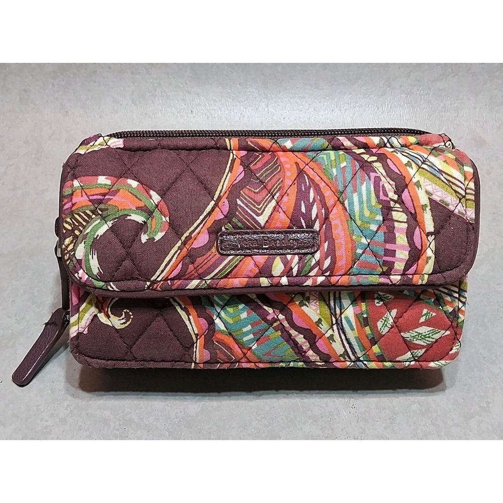 Vera Bradley Safari Sunset Zip Around Wallet Clutch Crossbody
